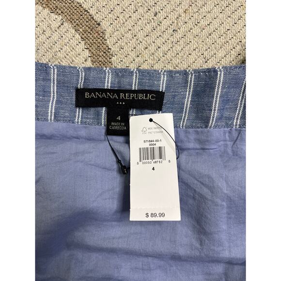 Banana Republic blue stripes linen shift dress with belt, size 4, NWT - Picture 8 of 14